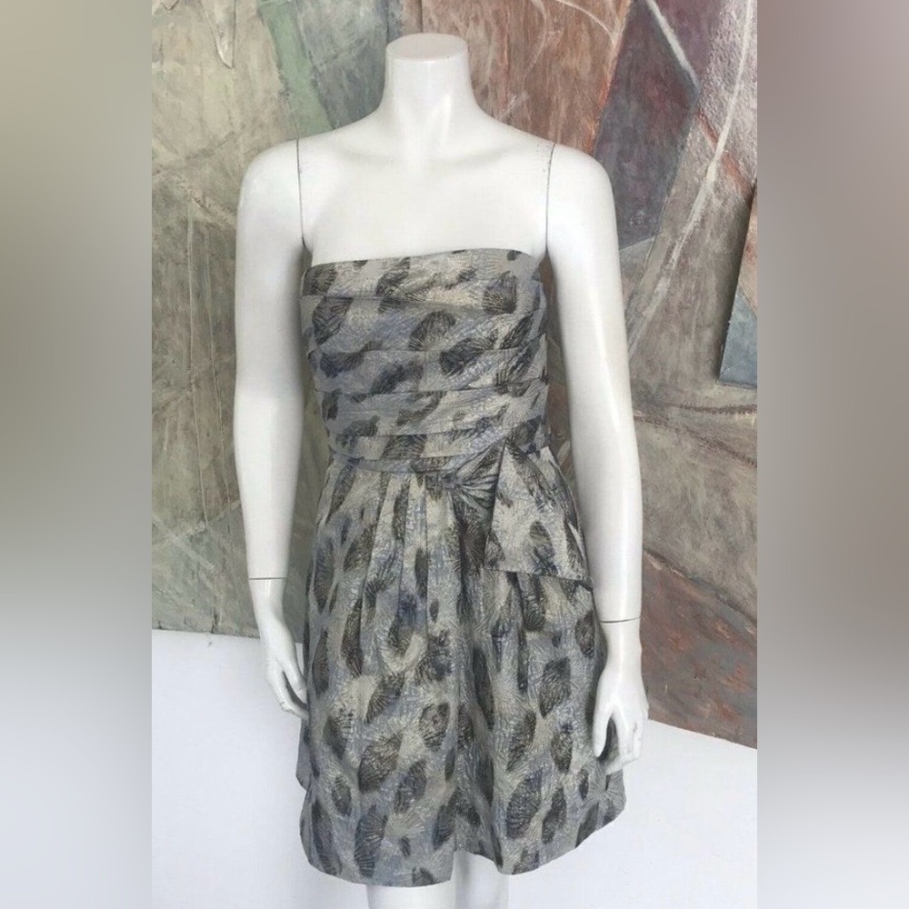 BCBGMaxAzria Strapless Metallic Print Dress